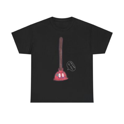 Funny Plungey Tee, Humorous T-Shirt BLACK Hand Drawn by Aiden