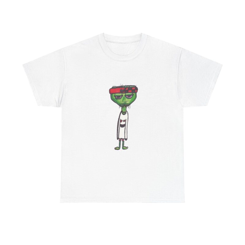 Green Alien Dude Graphic Tee, Sci-Fi Lover Shirt Hand Drawn by Aiden - Image 2